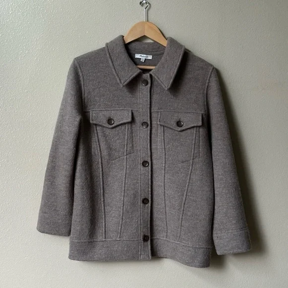 Madewell Oversized Boiled Wool Bridgman Sweater Jacket Grey - Picture 7 of 8